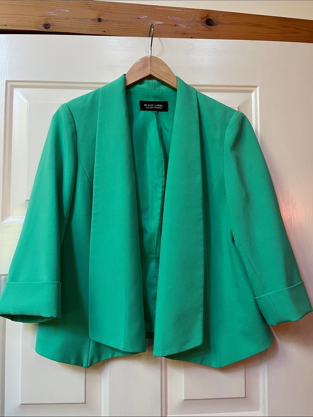 Evan Picone Green Open-Front Draped Blazer